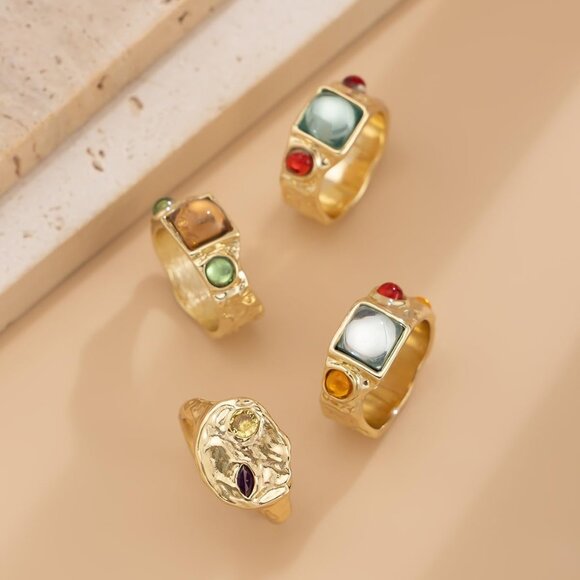 Chunky Rings for Women Adjustable Stackable Rings for Women Thick Ring Trendy St - Picture 7 of 8